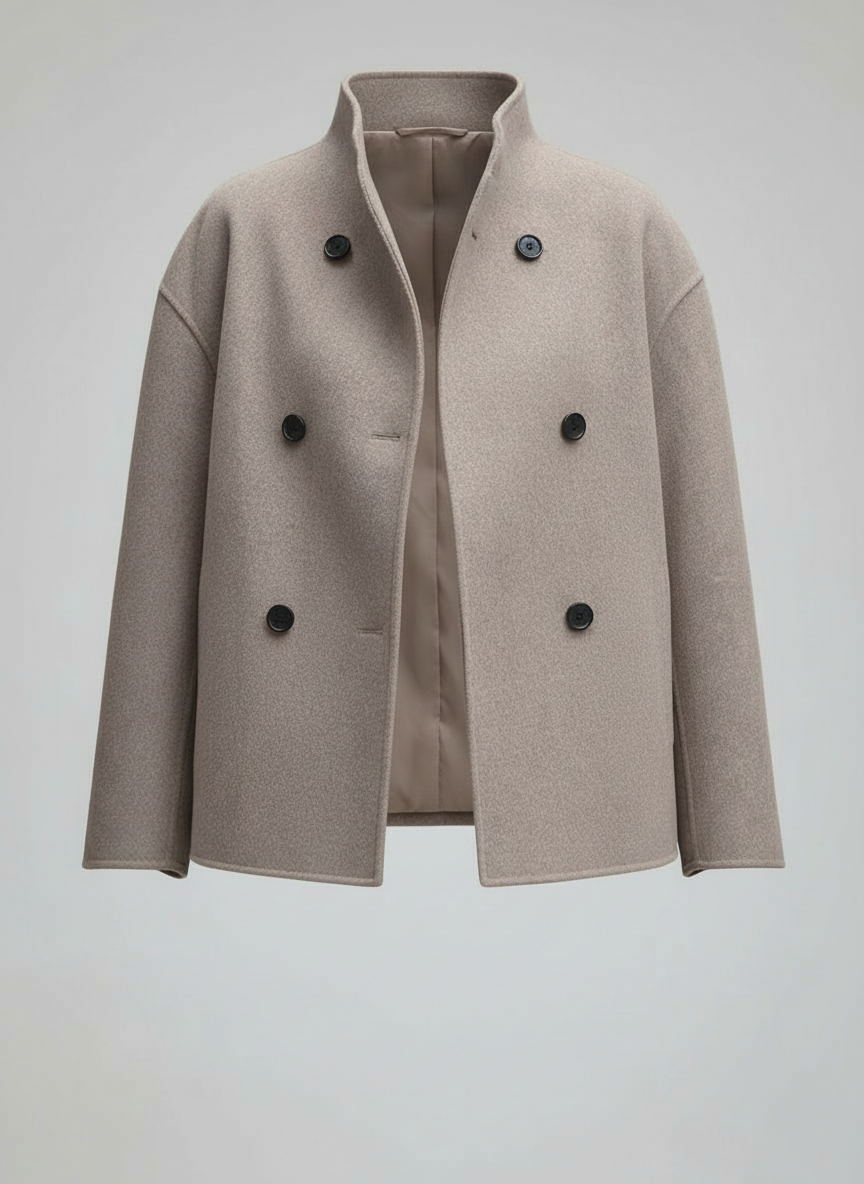 Helvano | Kurze Wolljacke mit Stehkragen für Damen in Beige