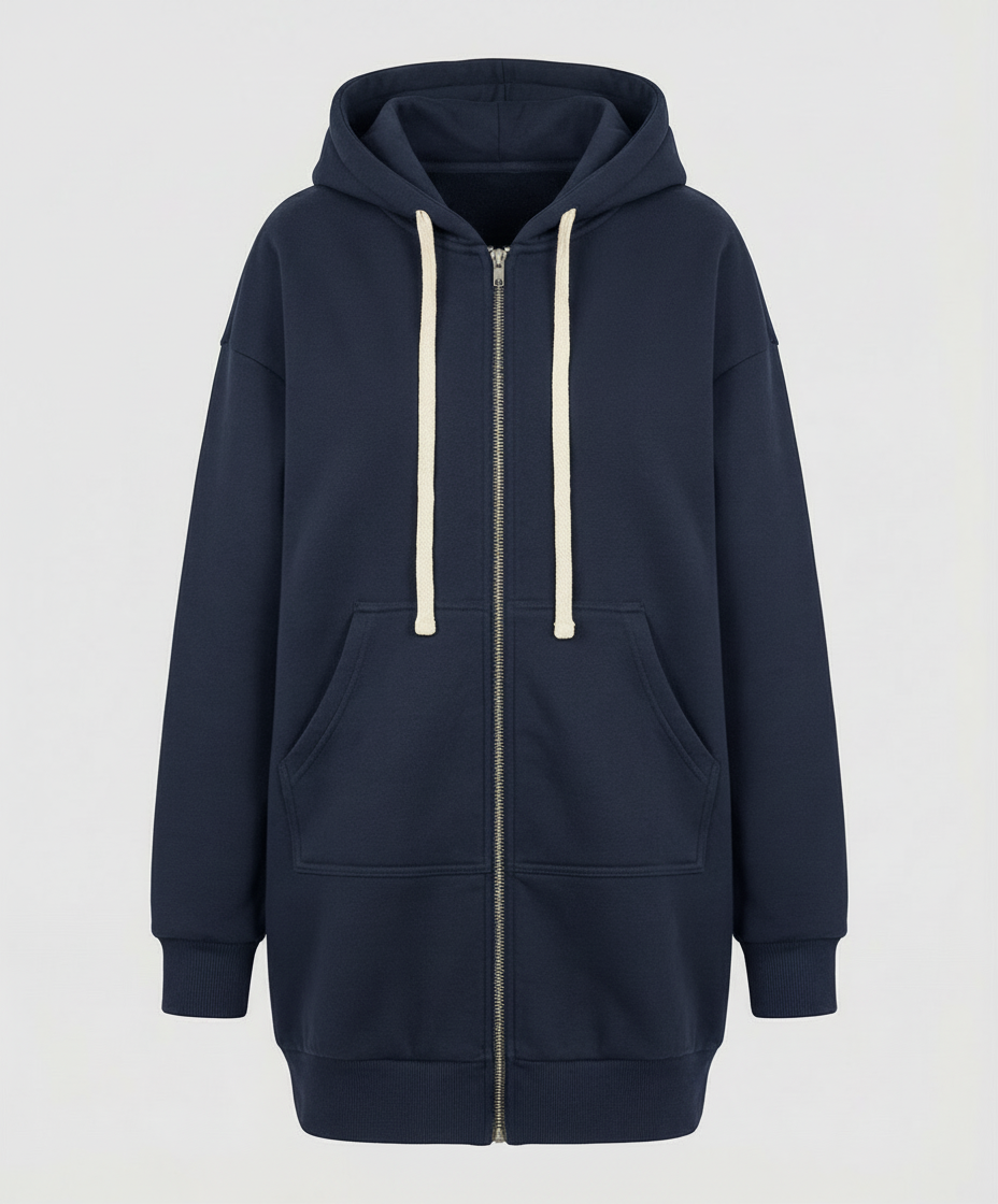 Helvano | Knielanger Zip-Hoodie für Damen