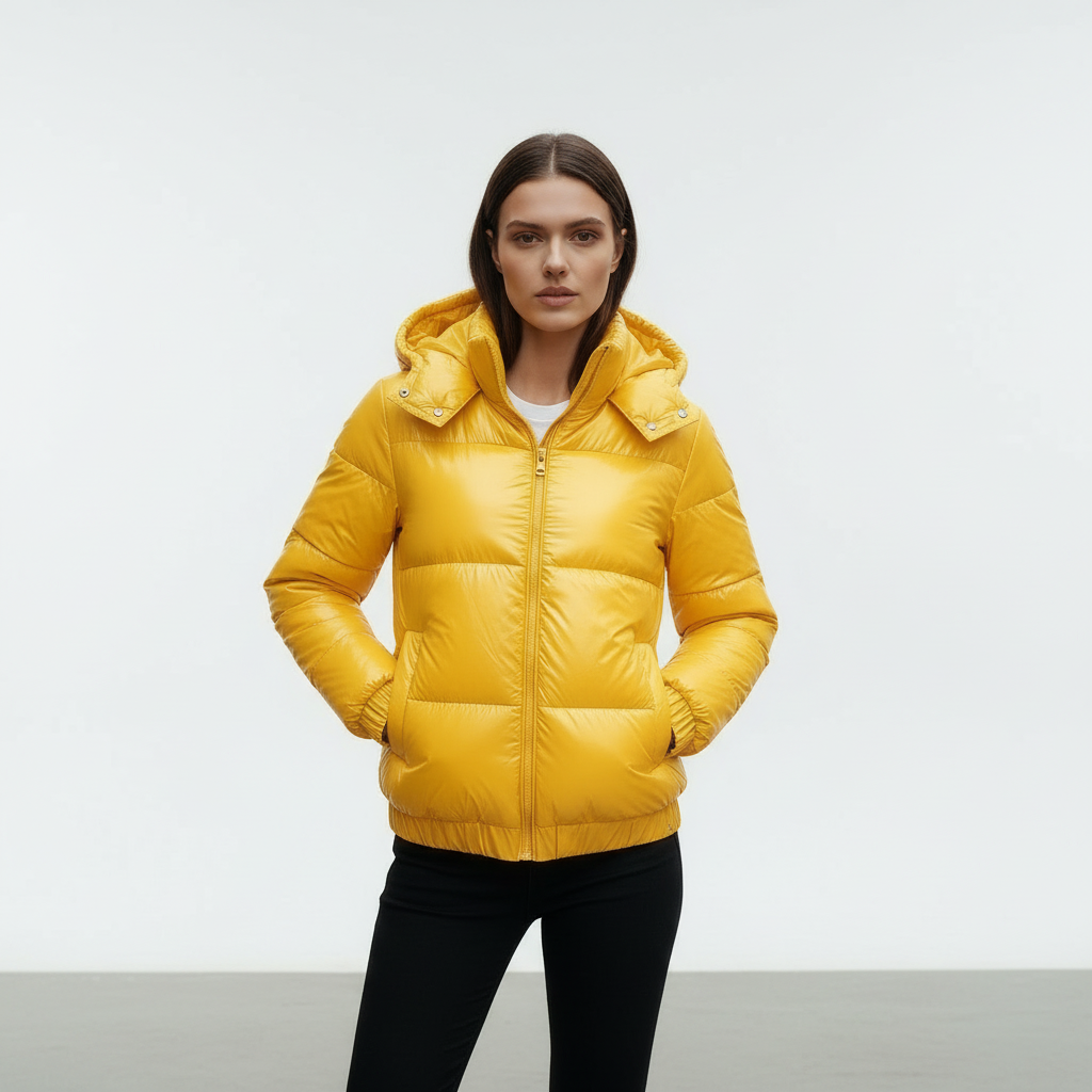 Helvano | Glänzende Winterjacke mit Kapuze für Damen