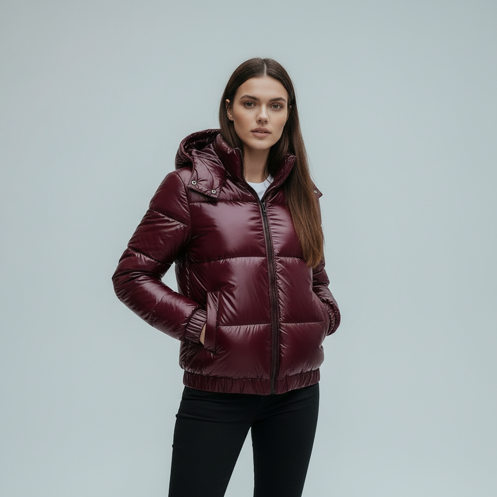 Helvano | Glänzende Winterjacke mit Kapuze für Damen