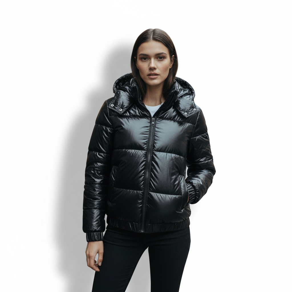 Helvano | Glänzende Winterjacke mit Kapuze für Damen