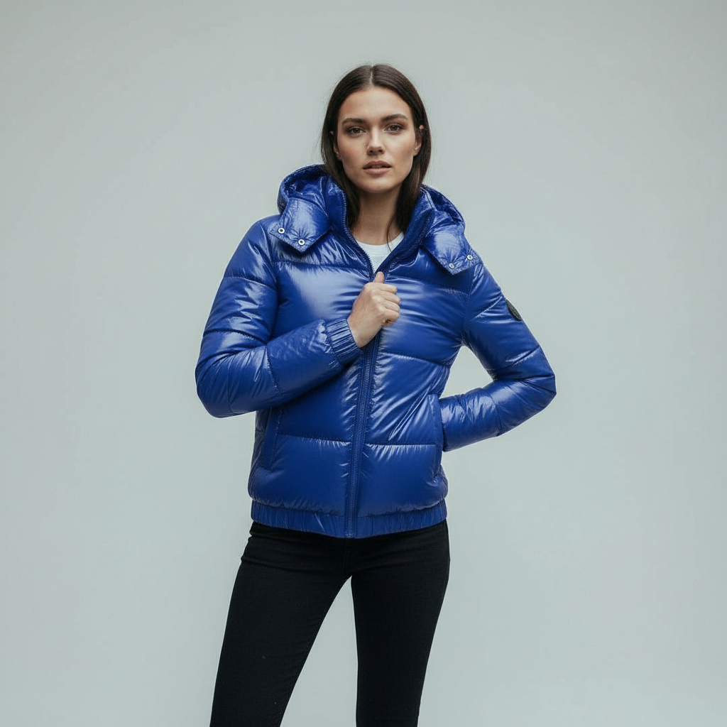 Helvano | Glänzende Winterjacke mit Kapuze für Damen