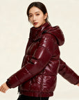 Helvano | Glänzende Winterjacke mit Kapuze für Damen