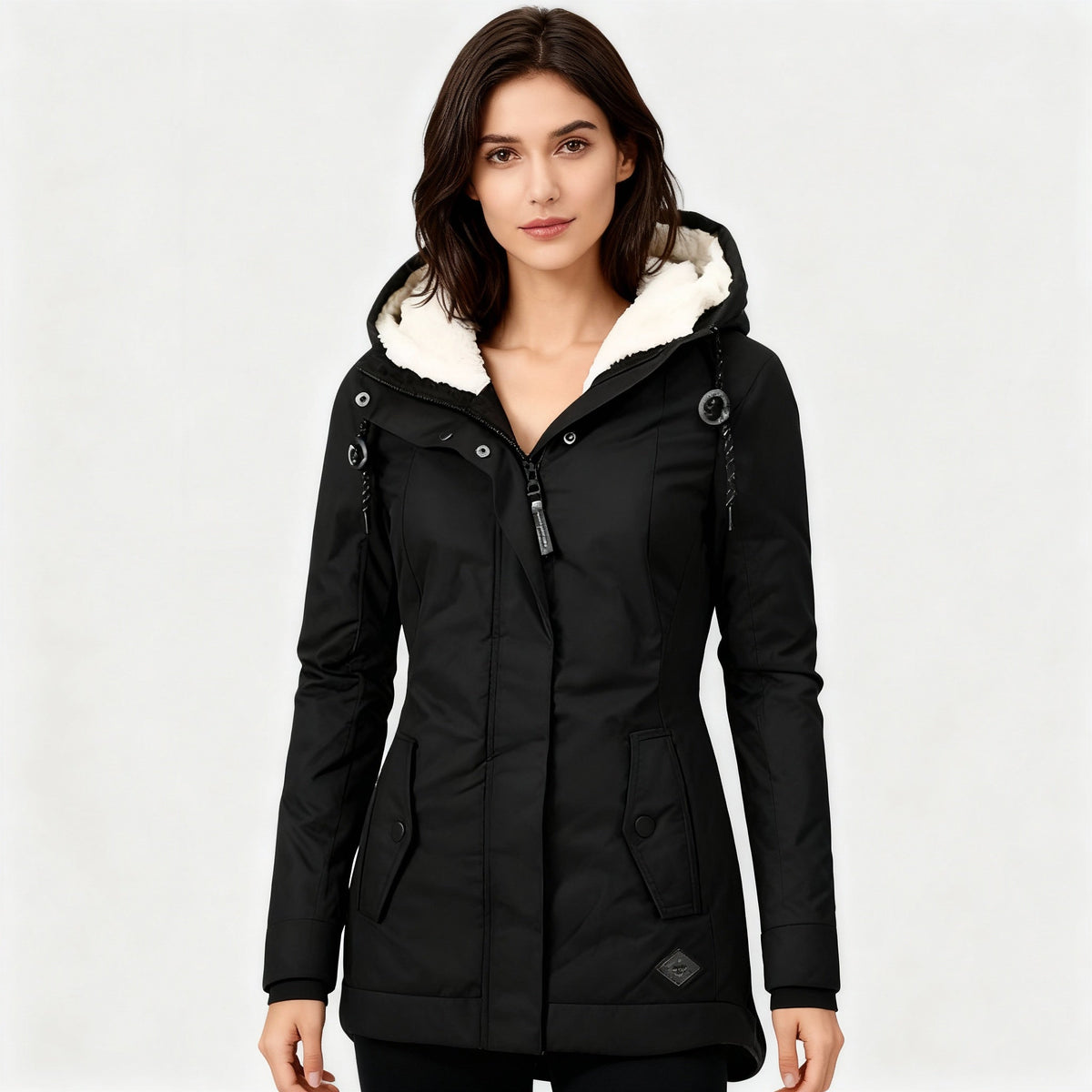 Helvano | Lange Winterjacke mit Kapuze für Damen