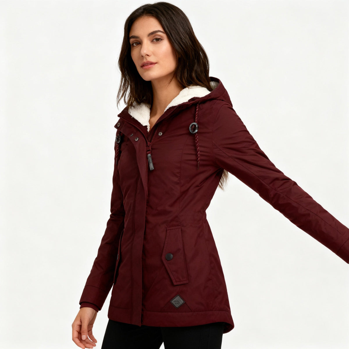 Helvano | Lange Winterjacke mit Kapuze für Damen