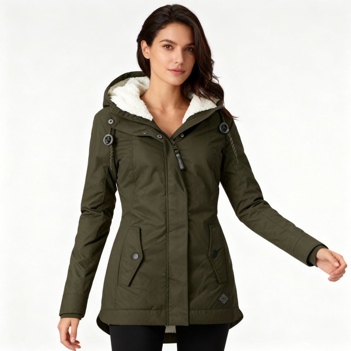 Helvano | Lange Winterjacke mit Kapuze für Damen