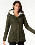 Helvano | Lange Winterjacke mit Kapuze für Damen