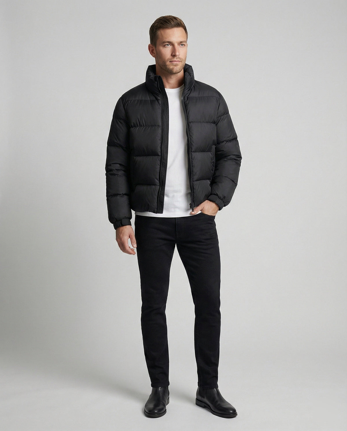 Helvano | Herren Pufferjacke mit Kapuze und Entenfedern
