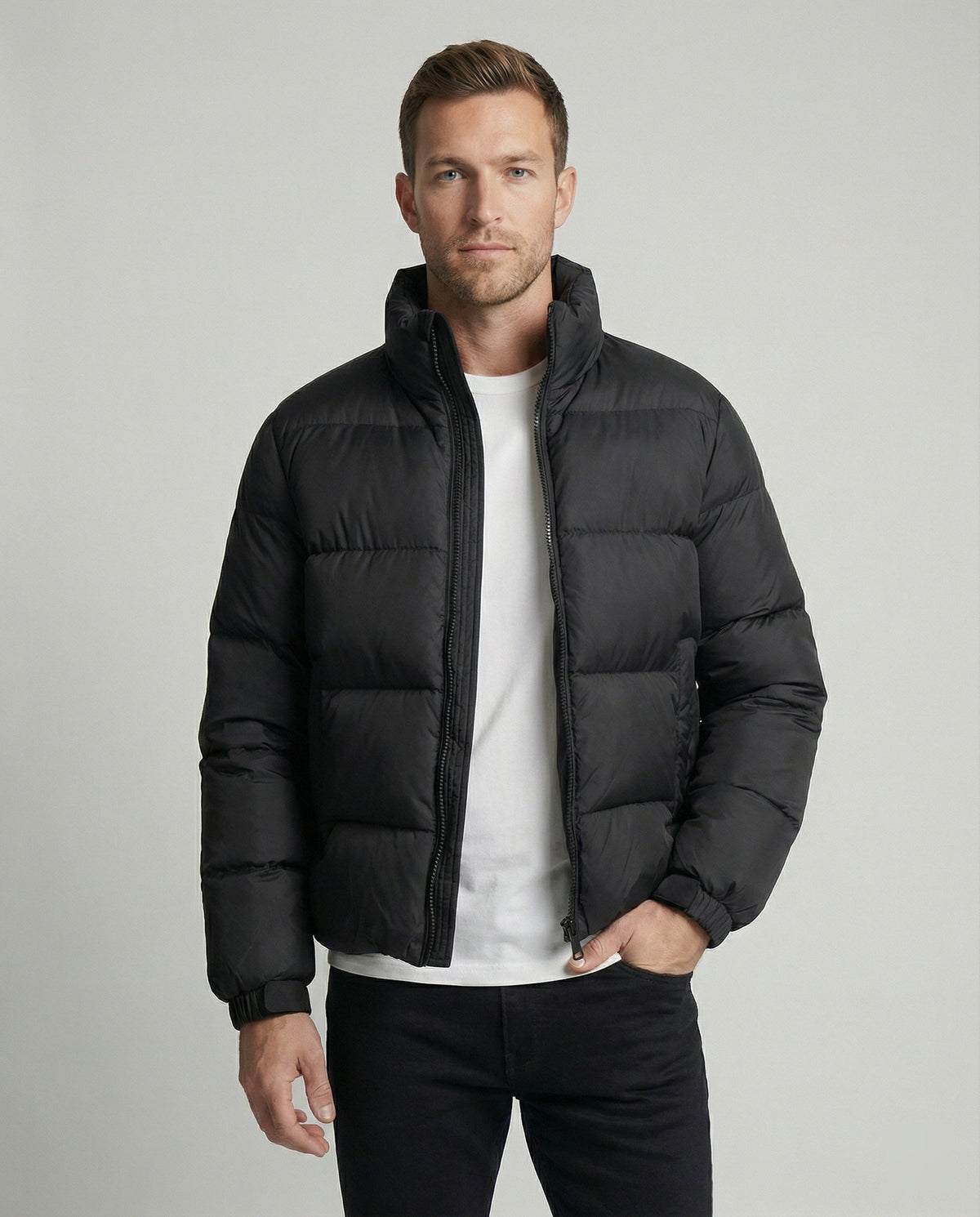 Helvano | Herren Pufferjacke mit Kapuze und Entenfedern