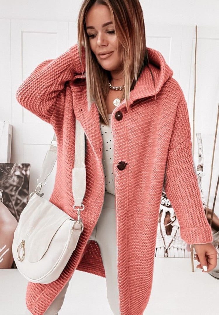 Helvano | Strickjacke mit Kapuze und Knopfleiste für Damen