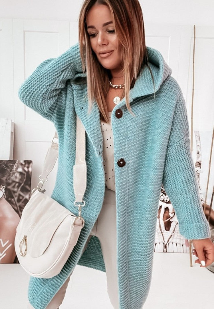 Helvano | Strickjacke mit Kapuze und Knopfleiste für Damen