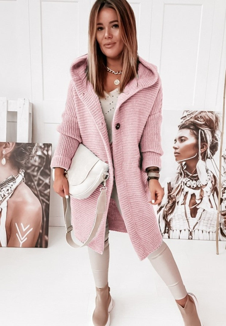 Helvano | Strickjacke mit Kapuze und Knopfleiste für Damen