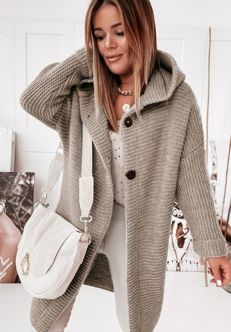 Helvano | Strickjacke mit Kapuze und Knopfleiste für Damen