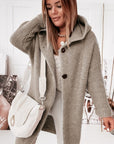 Helvano | Strickjacke mit Kapuze und Knopfleiste für Damen