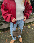 Helvano | Rote Vintage-Lederjacke für Damen