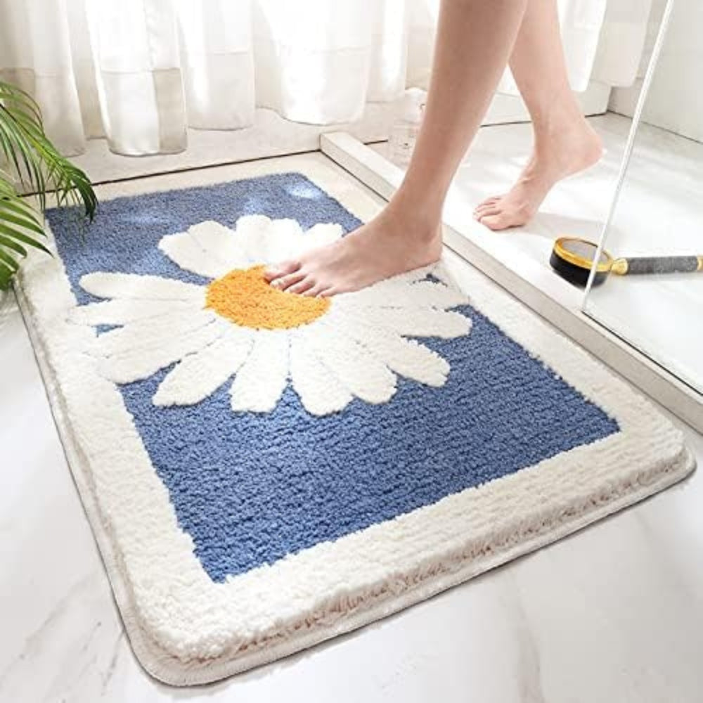 Helvano | Rutschfeste Badematte mit Blumenmuster