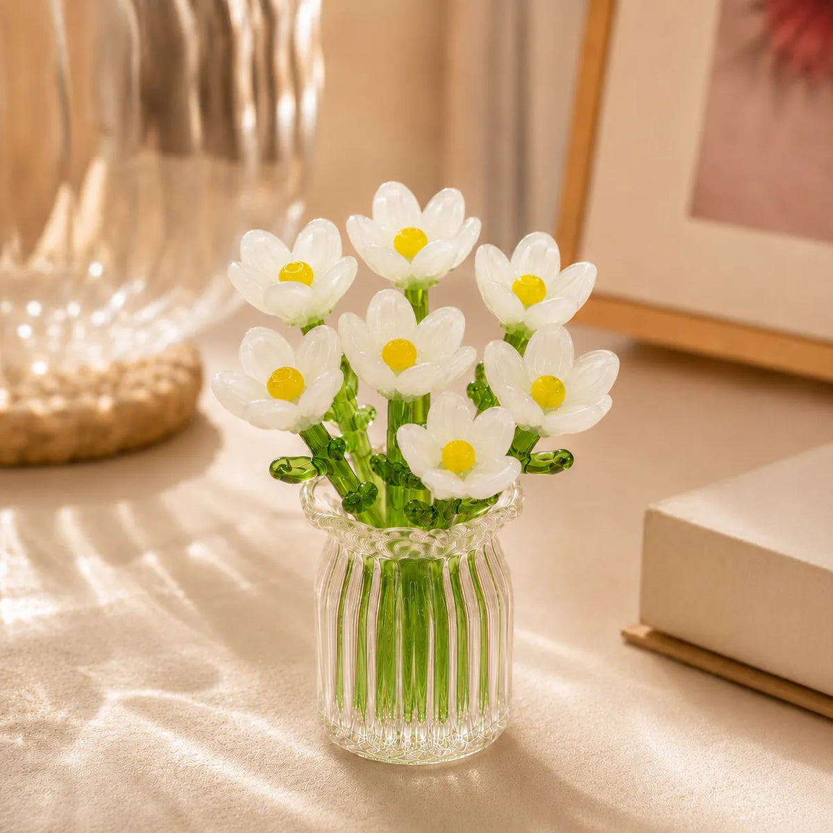 Helvano | Kunstblumen-Set mit Glasvase