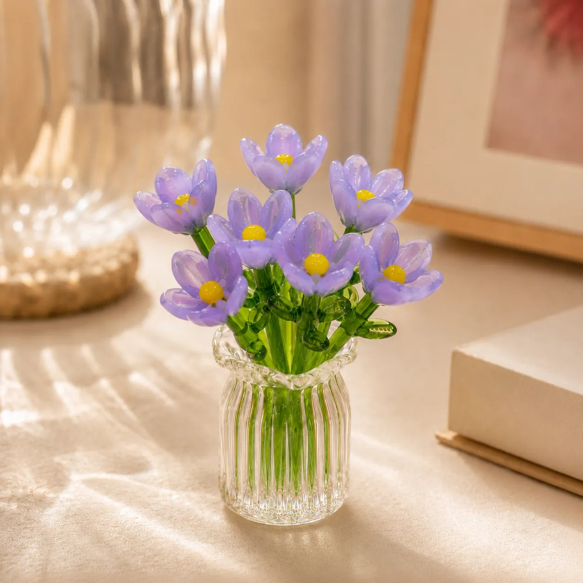 Helvano | Kunstblumen-Set mit Glasvase