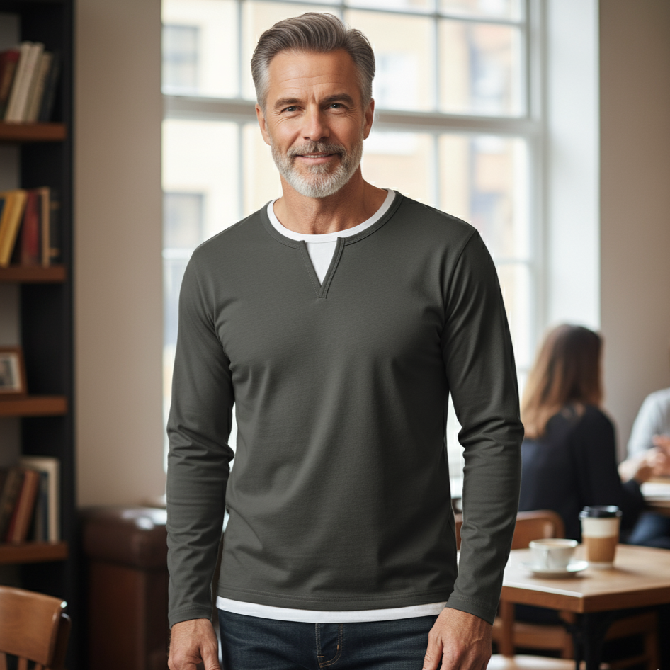 Helvano | V-Neck Feinstrick-Pullover für Herren