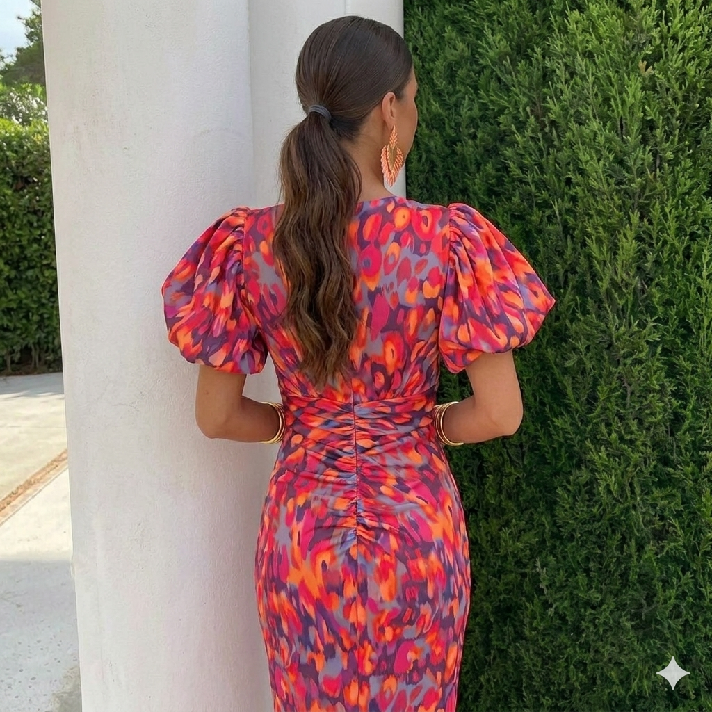 Helvano | Damenkleid mit plissierten Ärmeln