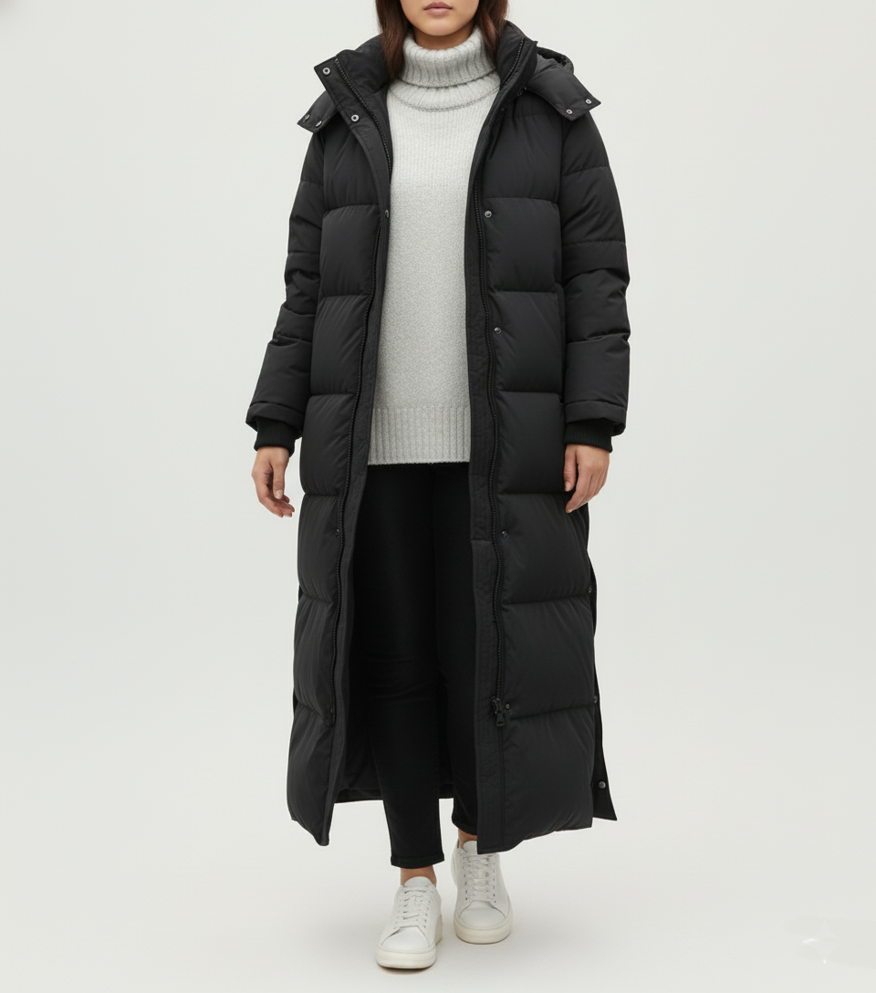 Helvano | Lange Steppjacke mit Kapuze für Damen in Übergrösse