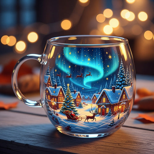 Helvano | Festliche Glastasse mit Motiv für Heissgetränke