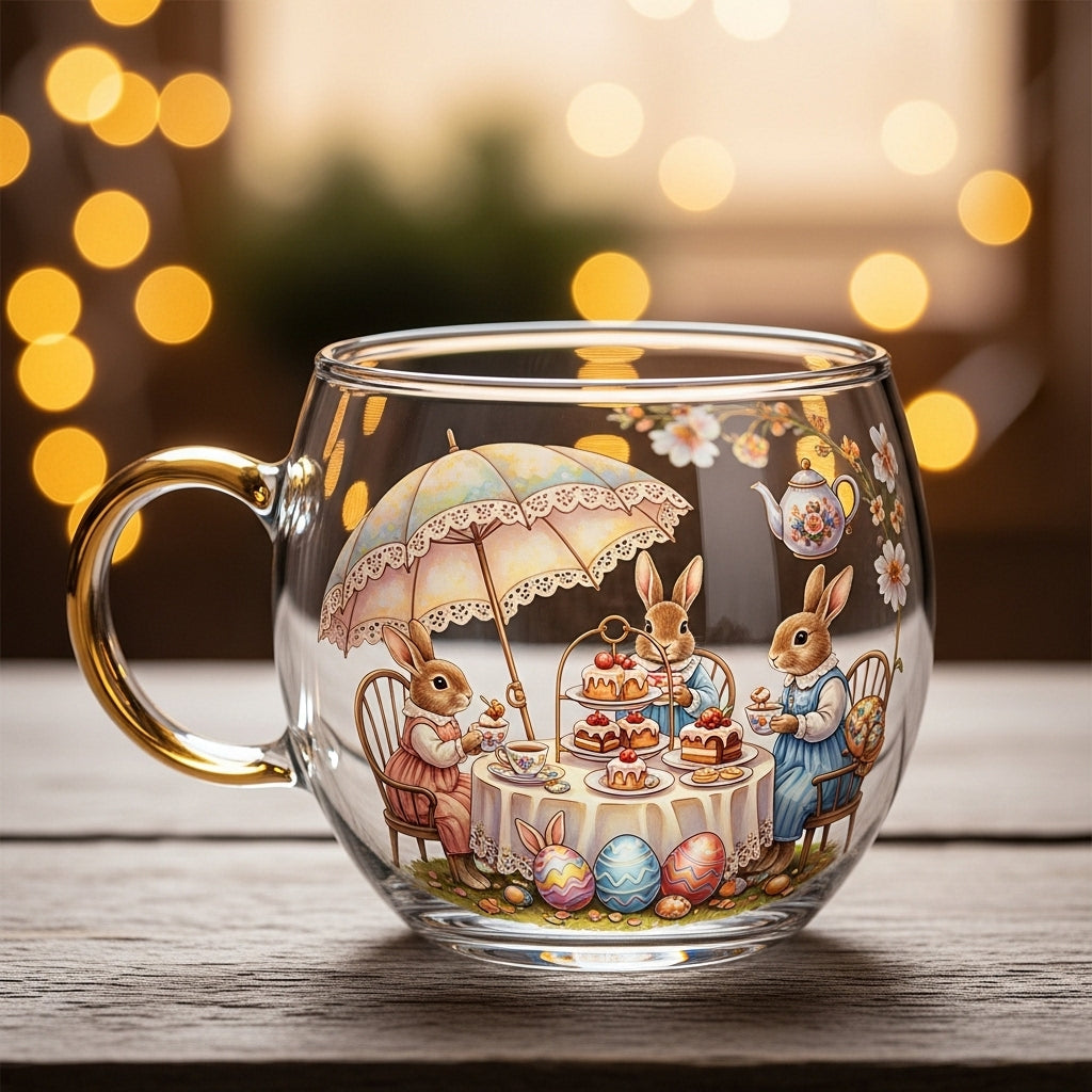 Helvano | Festliche Glastasse mit Motiv für Heissgetränke