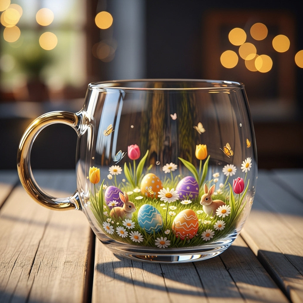 Helvano | Festliche Glastasse mit Motiv für Heissgetränke