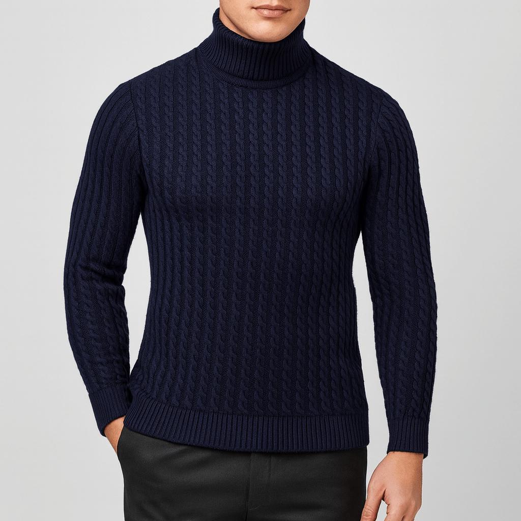 Helvano | Herren Zopfstrick-Rollkragenpullover