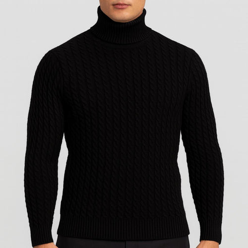 Helvano | Herren Zopfstrick-Rollkragenpullover