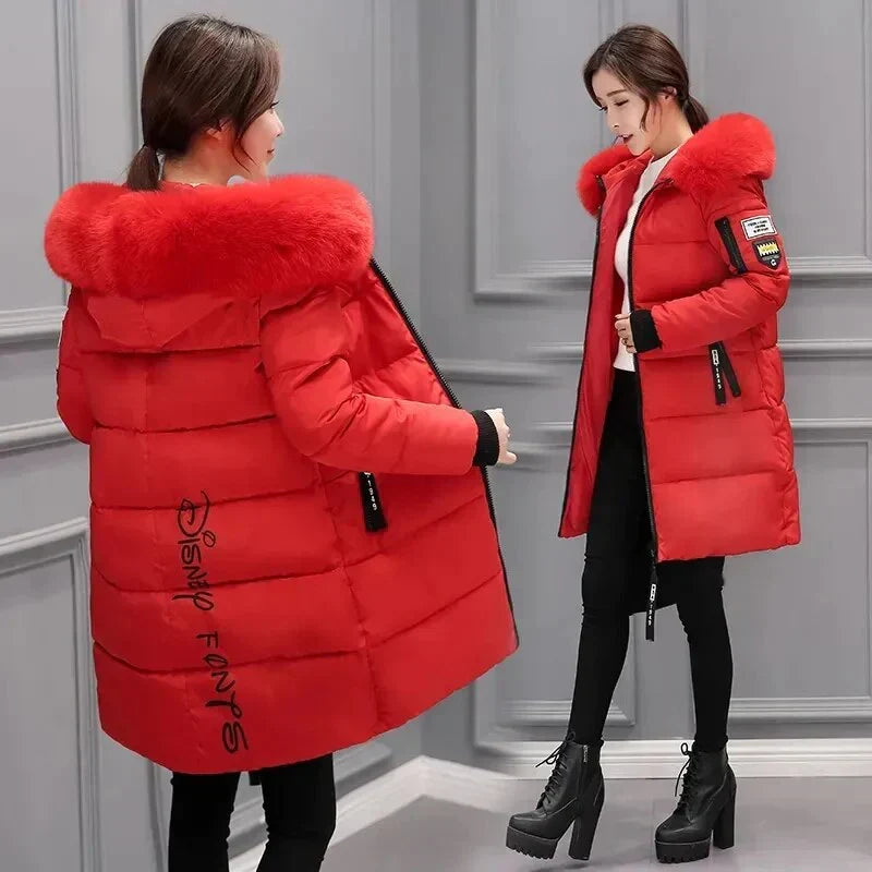 Helvano | Damen-Steppjacke mit Kapuze und Fellkragen