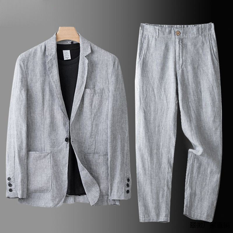 Helvano | Herren Leinen-Set mit Hemd und Hose