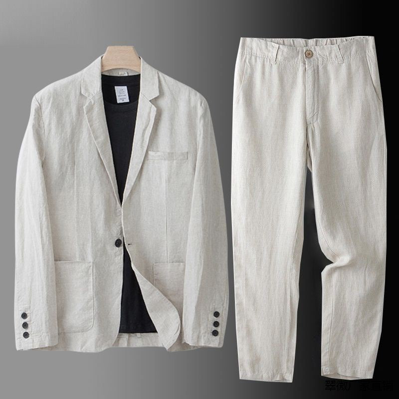 Helvano | Herren Leinen-Set mit Hemd und Hose