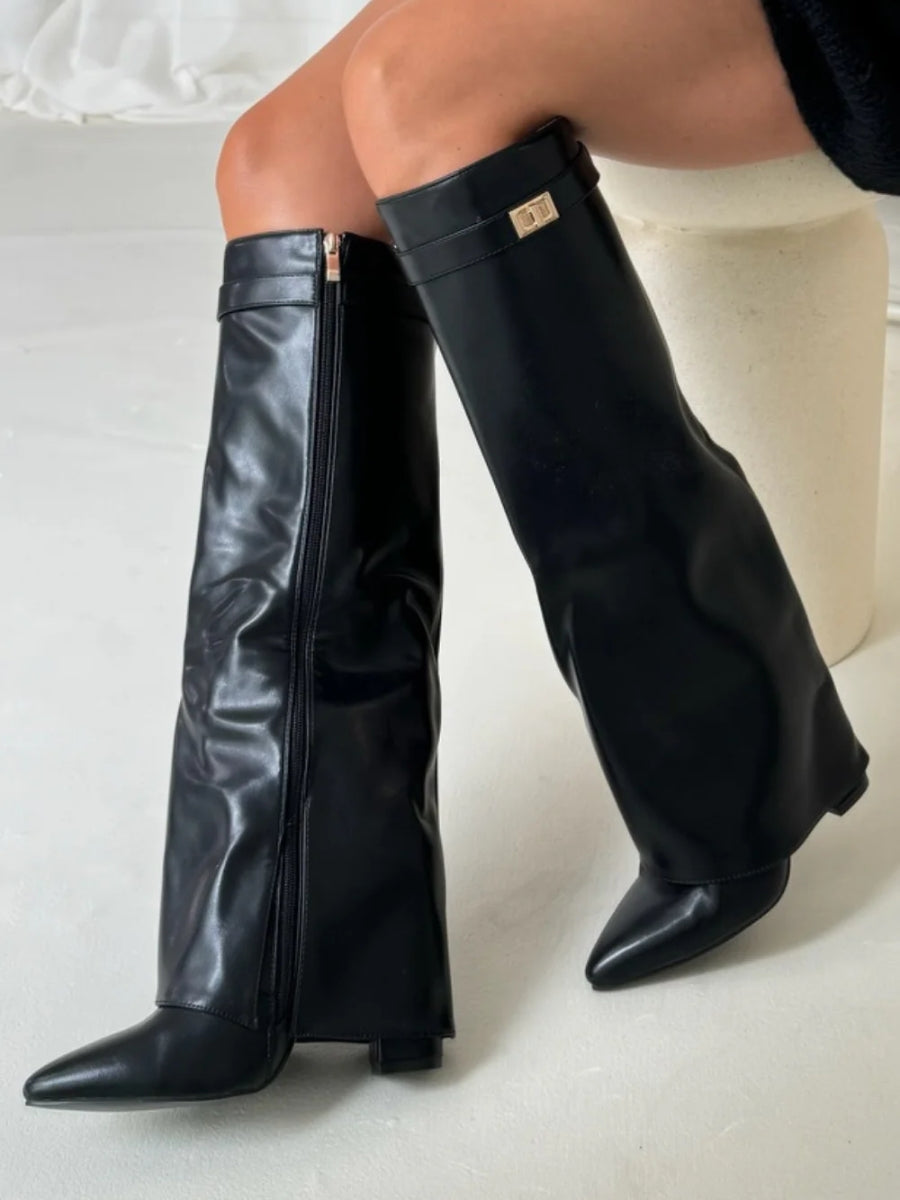 Helvano | Overknee-Stiefel mit Absatz und weitem Schaft für Damen