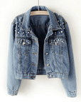 Helvano | Oversized Jeansjacke mit Strass für Damen