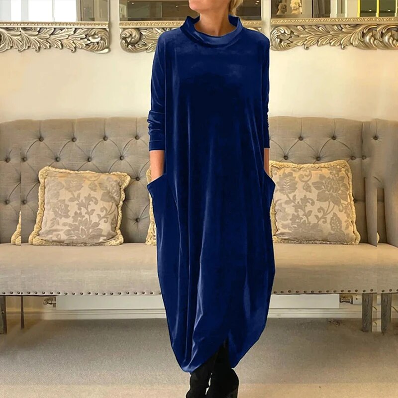 Helvano | Samtkleid mit Taschen für Damen