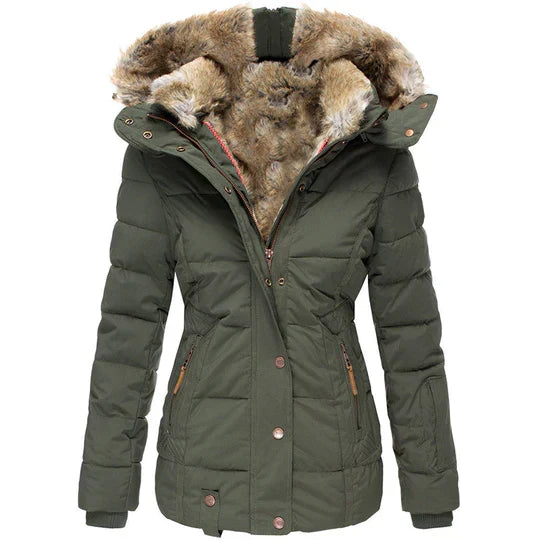 Helvano | Warme Winterjacke mit Fellkapuze für Damen