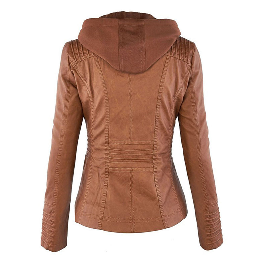 Helvano | Damen Kunstlederjacke mit Kapuze