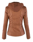 Helvano | Damen Kunstlederjacke mit Kapuze
