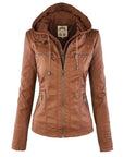 Helvano | Damen Lederjacke mit abnehmbarer Kapuze