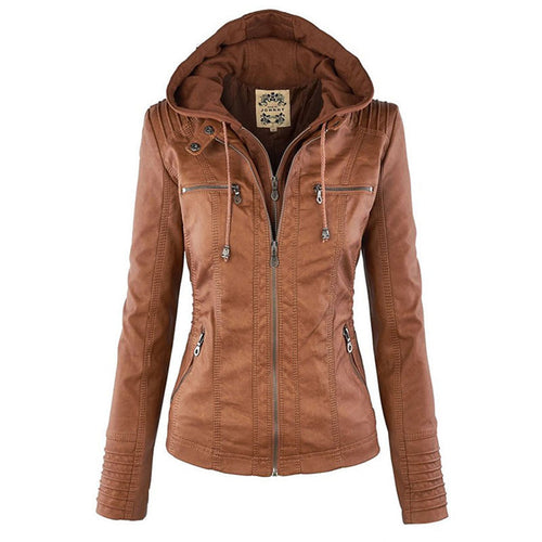 Helvano | Lederjacke mit Kapuze für Damen