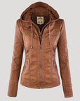 Helvano | Damen Kunstlederjacke mit Kapuze