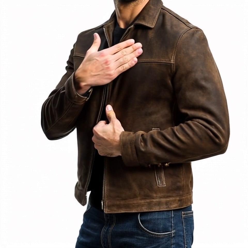 Helvano | Herren Lederjacke mit Reissverschluss