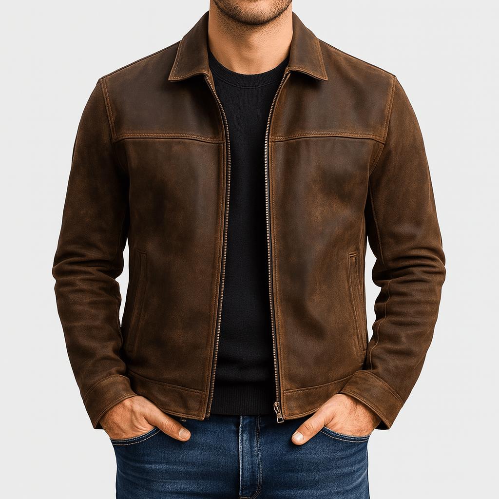 Helvano | Herren Lederjacke mit Reissverschluss