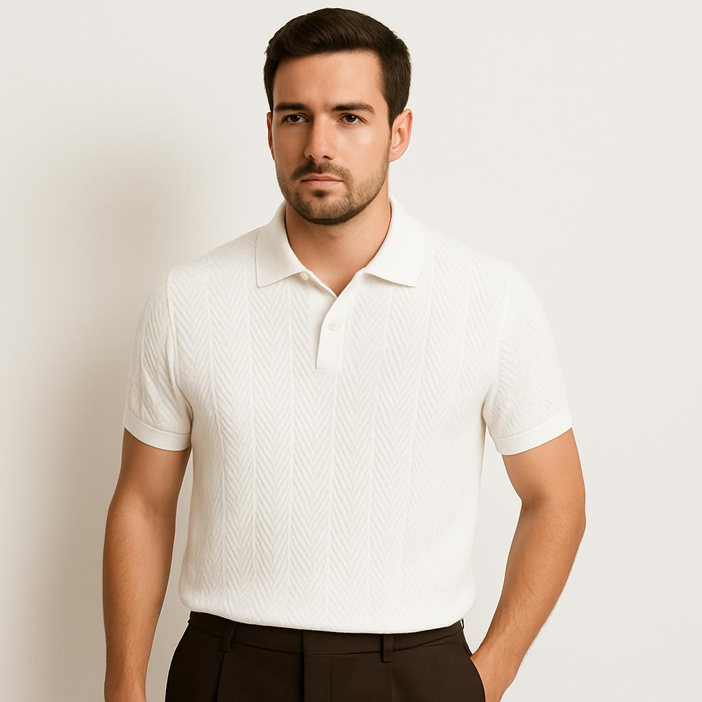 Helvano | Jacquard-Strick-Poloshirt für Herren