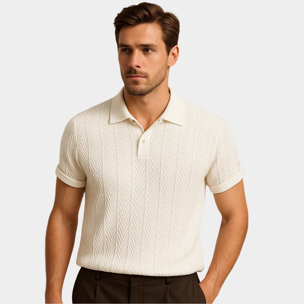 Helvano | Jacquard-Strick-Poloshirt für Herren