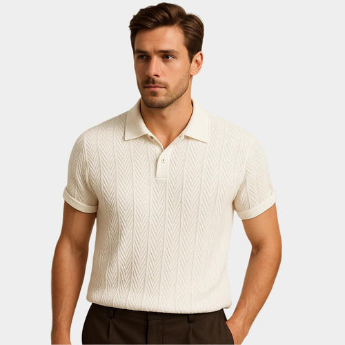 Helvano | Jacquard-Strick-Poloshirt für Herren