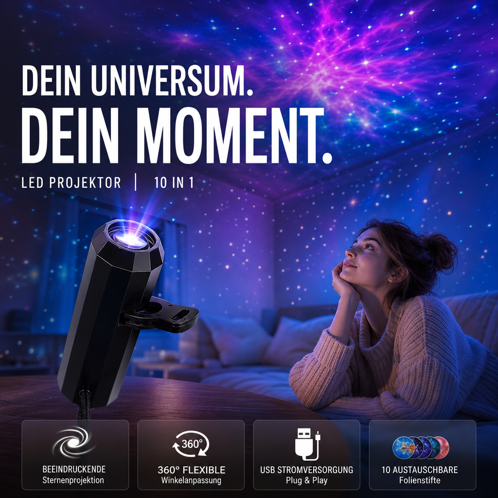 Helvano | LED Sternenhimmel-Projektor mit USB-Arm