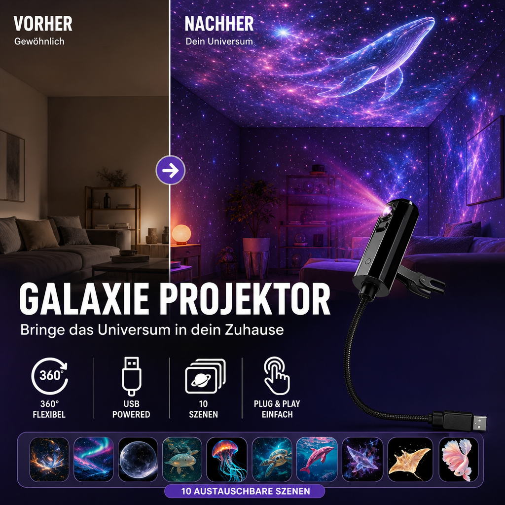Helvano | LED Sternenhimmel-Projektor mit USB-Arm