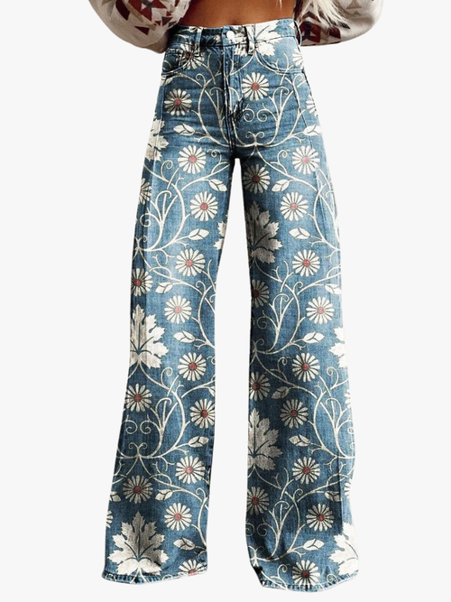 Helvano | Weite Boho-Hose für Damen in Blau